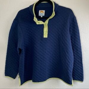 C&C California Pullover quarter button quilted blue 1X